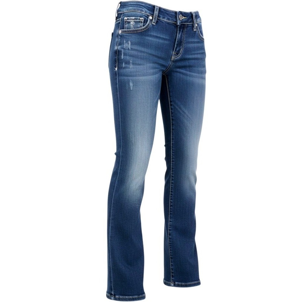 BKE Culture Bootcut Jeans Women 30R Med Wash Blue Distressed Stretch ABK512